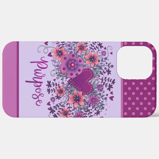 Paarse Bloemen Hart Doel Inspirivity Case-Mate iPhone Case (Achterkant / Rechts)