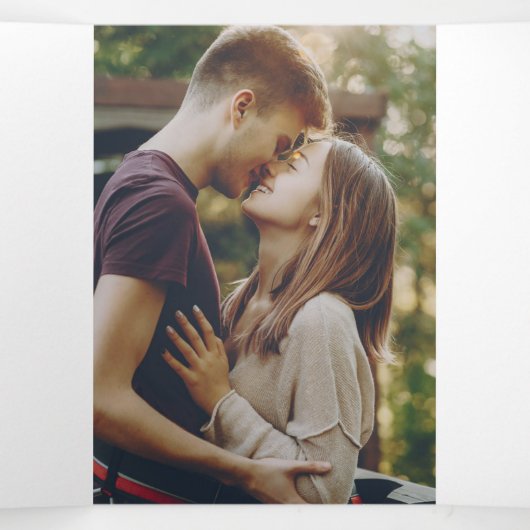 Paarse Bloemen Herfst Script Geometrische bruiloft Drieluik Uitnodiging (Binnenkant midden)