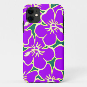 Paarse Bloemen Hibiscus Hawaiian Flowers Telefoon  iPhone 11 Hoesje