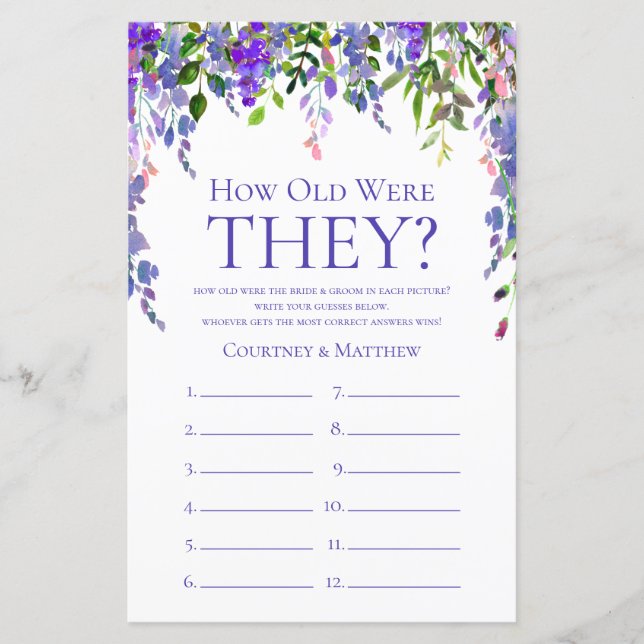 Paarse bloemen hoe oud ze waren Vrijgezellenfeest (Voorkant)