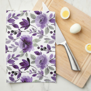 Paarse Bloemen Huishouden Theedoek