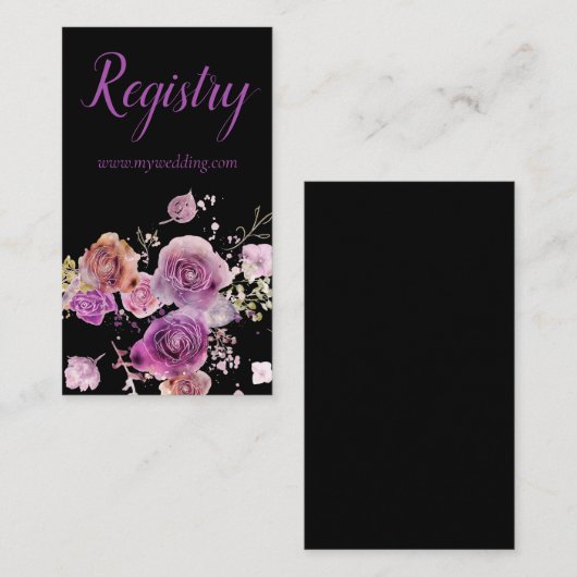  Paarse Bloemen Huwelijksregister Informatiekaartje (Voorkant / Achterkant)