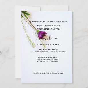 Paarse Bloemen Huwelijksuitnodigingen - Anjer Desi Kaart