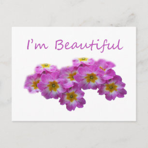 Paarse bloemen, ik ben mooi briefkaart