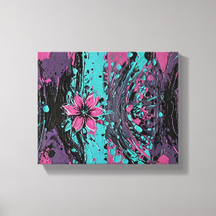 Paarse bloemen in dynamische achtergrond, stedelij canvas afdruk