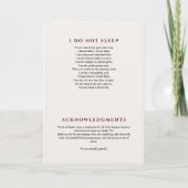 Paarse bloemen in liefdevolle herinnering begrafen programma (Achterkant)