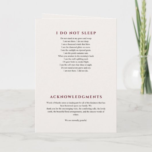 Paarse bloemen in liefdevolle herinnering begrafen programma (Achterkant)