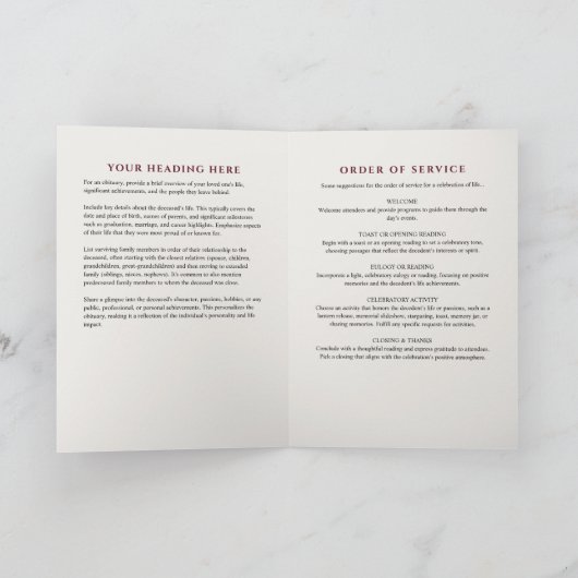 Paarse bloemen in liefdevolle herinnering begrafen programma (Binnen)