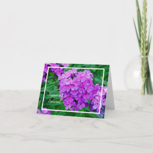 Paarse bloemen kaart