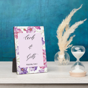 Paarse bloemen Kaarten en geschenken bruiloft Fotoplaat