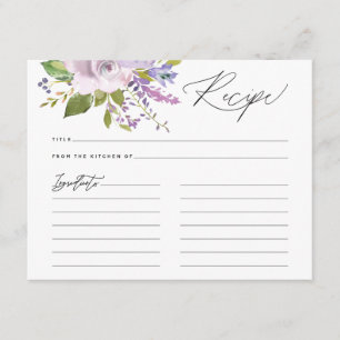 Paarse Bloemen Kalligrafie Script Recept Kaart