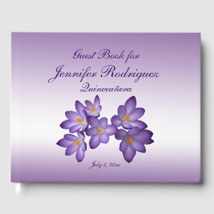 Paarse Bloemen Krokusbloem Quinceañera Gastboek Gastenboek