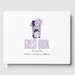 Paarse Bloemen Lantaarn bruiloft Gastenboek