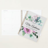 Paarse bloemen LERAAR Cadeau - Voeg naam klas jaar Planner (Display)