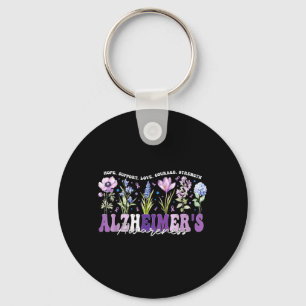 Paarse Bloemen Lint Steun Alzheimers Bewustzijn Sleutelhanger