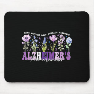 Paarse Bloemen Lint Steunt Alzheimers Bewustzijn Muismat