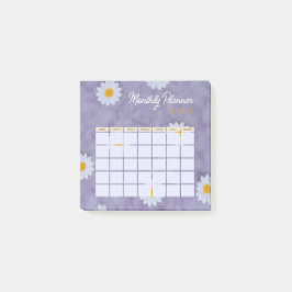 Paarse Bloemen Maandelijkse Planner Kalender 2025 Post-it® Notes