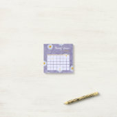 Paarse Bloemen Maandelijkse Planner Kalender 2025 Post-it® Notes (Op bureau)