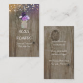Paarse Bloemen Mason Jar Rustiek Hout en Lichten Visitekaartje (Voorkant / Achterkant)