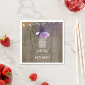 Paarse Bloemen Mason Jar Rustieke Bruiloft Servetten (Insitu)