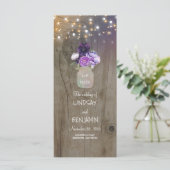 Paarse Bloemen Mason Jar Rustieke Trouwprogramma's Programma (Staand voorkant)