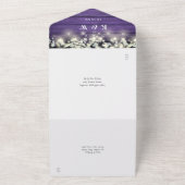 Paarse Bloemen Mason Jars Lights Monogram Bruiloft All In One Uitnodiging (Buitenkant)