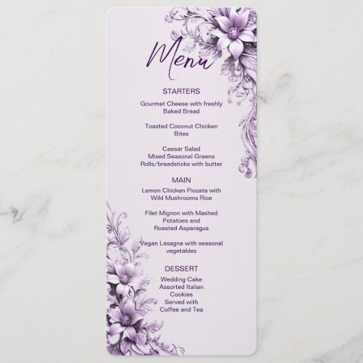 Paarse Bloemen Menu (Voorkant)