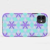 Paarse bloemen met aquamarijn en roze bloemblaadje Case-Mate iPhone case (Achterkant (horizontaal))