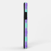 Paarse bloemen met aquamarijn en roze bloemblaadje Case-Mate iPhone case (Achterkant/rechts)