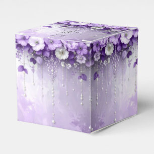 Paarse Bloemen met Hangende Parels Favor Doos Bedankdoosjes