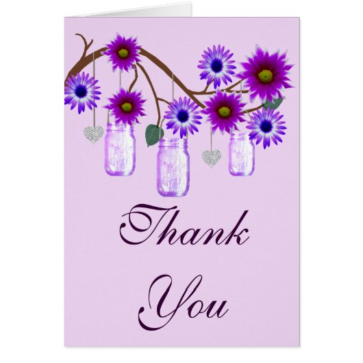 Paarse Bloemen Metselaars Potten Dank Je Kaart (Voorkant)