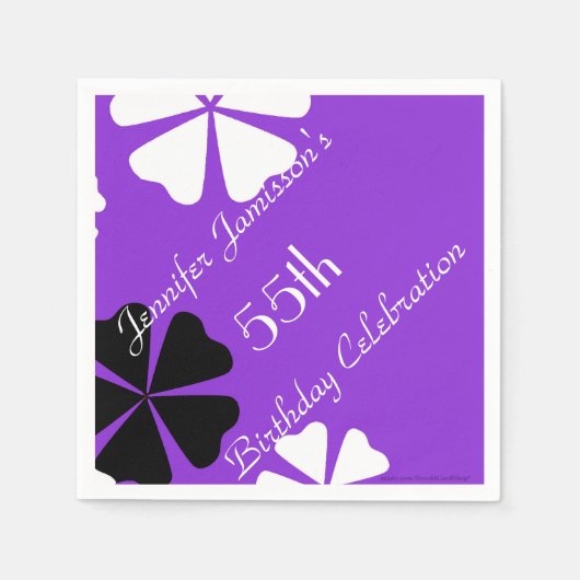 Paarse bloemen minimalistische 55ste verjaardagsfe servetten (Voorkant)