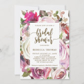 Paarse Bloemen Moderne Bruids Douche Uitnodiging (Voorkant)