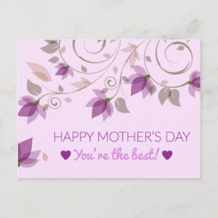 Paarse Bloemen Moederdag Groeten Briefkaart