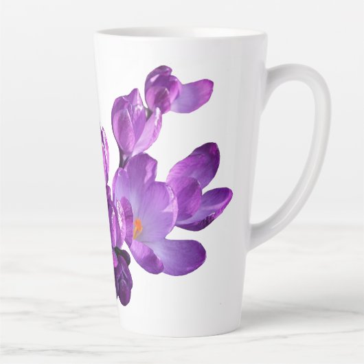 Paarse bloemen monogram Esme naam aanpasbaar plezi Latte Mok (Rechts)