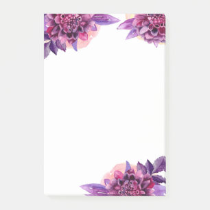 Paarse bloemen notities. Waterverf lila bloemen Post-it® Notes