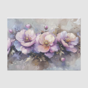Paarse Bloemen Olieverfschilderij Decoupage Tissuepapier