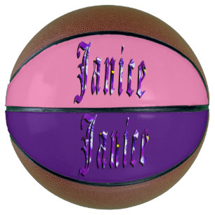 Paarse Bloemen ontworpen Janice naam, basketbal