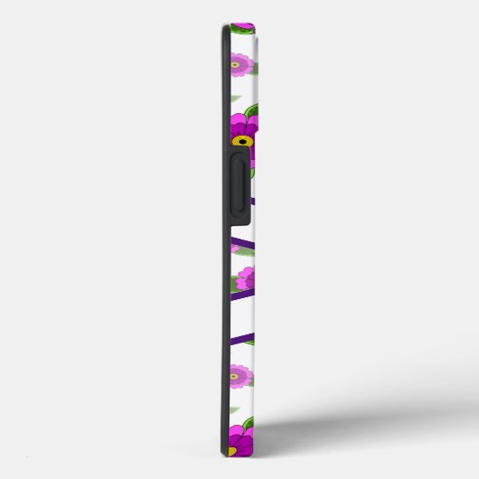 Paarse bloemen op maat monogram Case-Mate iPhone case (Achterkant / Rechts)