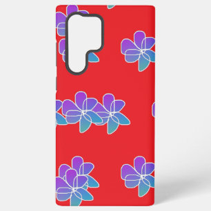 Paarse bloemen op rood samsung galaxy hoesje