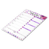 Paarse Bloemen Polka Dots_ Week in een oogopslag Notitieblok (Schuin)