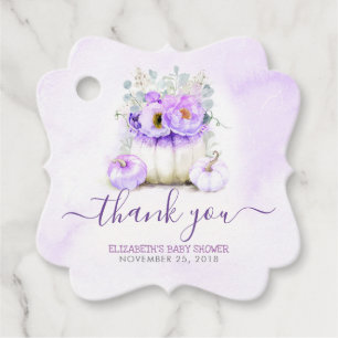 Paarse Bloemen Pompoenen Baby shower Dank u Bedankjes Labels