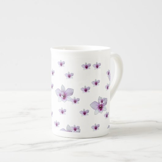 Paarse Bloemen Porselein Kop (Voorkant rechts)