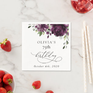 Paarse Bloemen, Pruim Bloemen, Boho, Verjaardag Servet