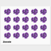 paarse bloemen ronde sticker (Vel)