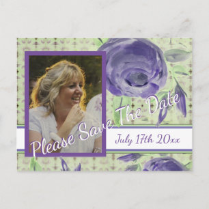 Paarse Bloemen Roos Design Briefkaart