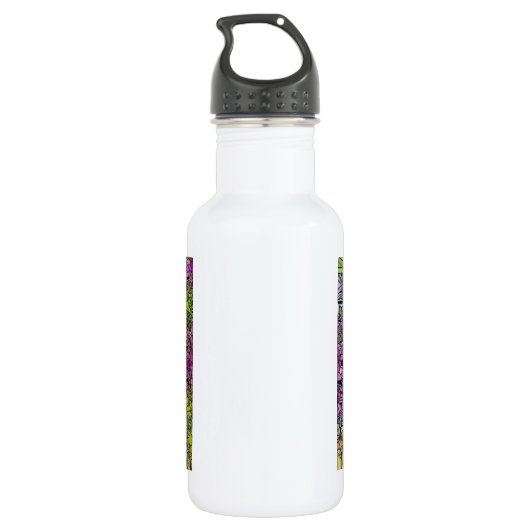 Paarse bloemen/roze kunstontwerp waterfles (Achterkant)