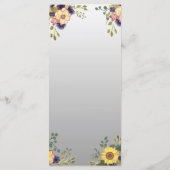 Paarse bloemen rustieke bruiloft menu (Achterkant)