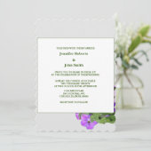 Paarse Bloemen Salie Groen Violet Grijs Bruiloft 2 Kaart (Staand voorkant)
