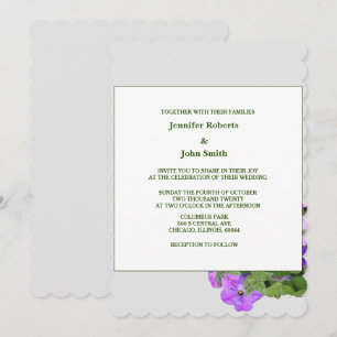 Paarse Bloemen Salie Groen Violet Grijs Bruiloft 2 Kaart